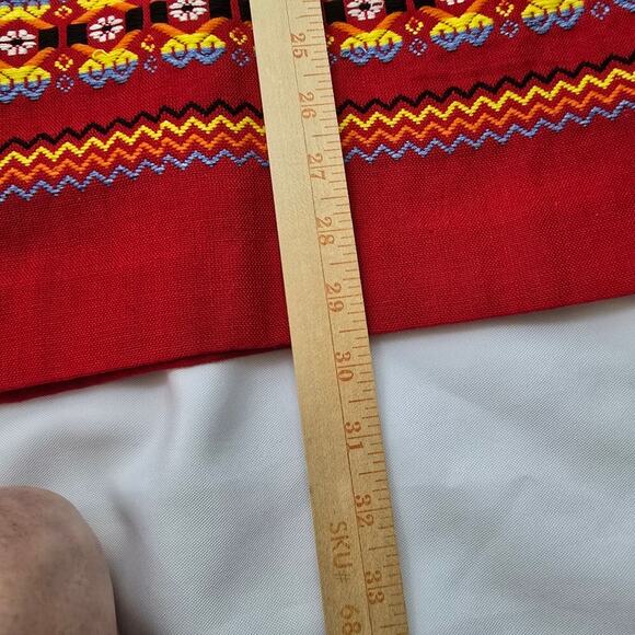 Handmade Guatemalan Red Mexican Skirt Colorful Embroidered Peasant Ethnic XL - Picture 7 of 13